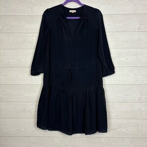 Rebecca Taylor Navy Blue 100% Silk Tiered Tunic Dress Size 4